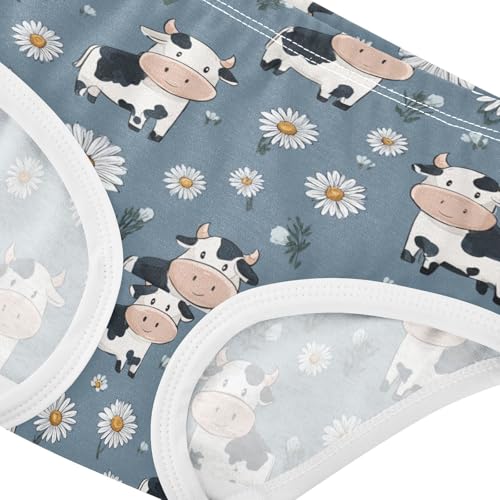 Wusikd Cute Cows Daisies Girls' Underwear Cotton Blue Girls Briefs Soft Toddler Underwear 2T4