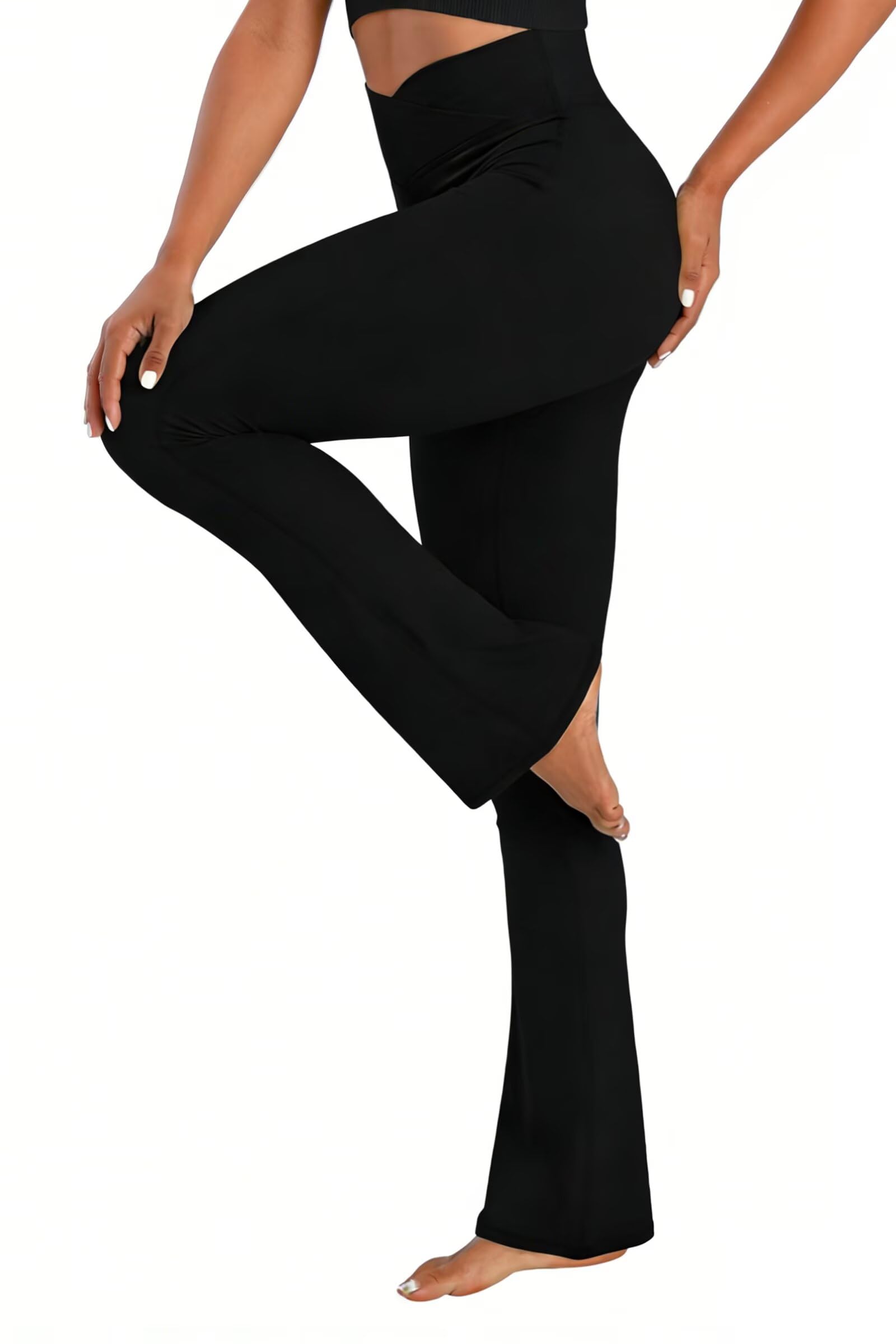 Sunzel Senza cucitura frontale Crossover Flare Leggings per le Donne Nascosto Butt Lifting Scrunch Controllo Pancia Mini svasati Yoga Pantaloni