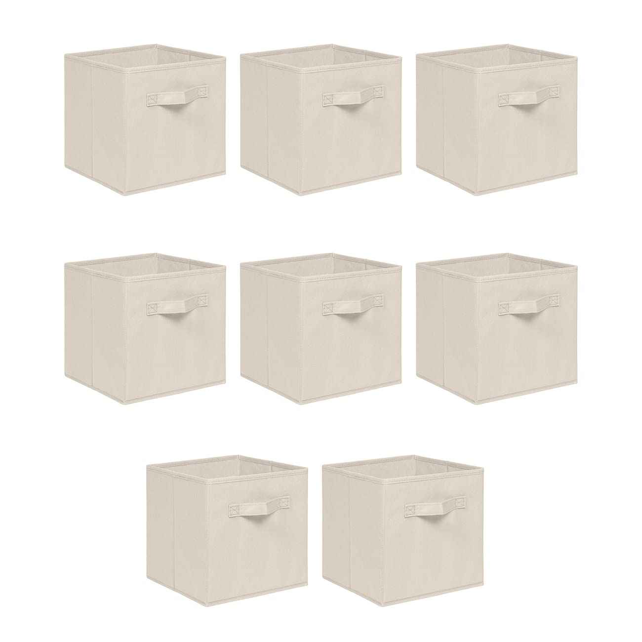 NICEME Foldable Cube Storage Unit Boxes, Non-Woven Fabric Storage Boxes Set, Clothes Drawers for Shelves, 26.5x26.5x28 cm (Beige/Cream, Set of 8)