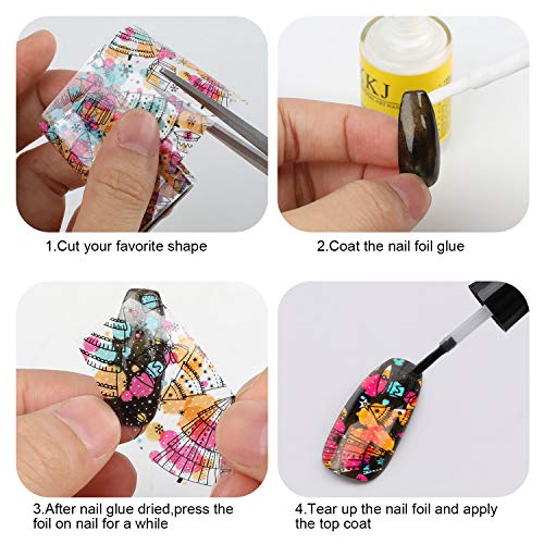 10 Rollen Holographic Nail Art Foil Sticker Decals,MWOOT Christmas Nagel Transfer Aufkleber Sternenhimmel Nail Wraps Transferfolie Aufkleber Kit(1,57Zoll x 39,37Zoll/ 4cm x 100cm) – Bild 7