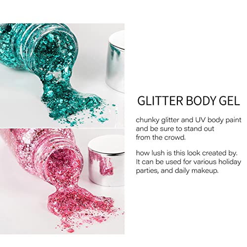 Mielikki Glitter Gel For Face & Body, Self-Adhesive Sequins Glitter Face Paint, Sparkling Holographic Chunky Body Glitter, Diy At Home, Perfect For Party, Rave Festival, 01 #TOP2