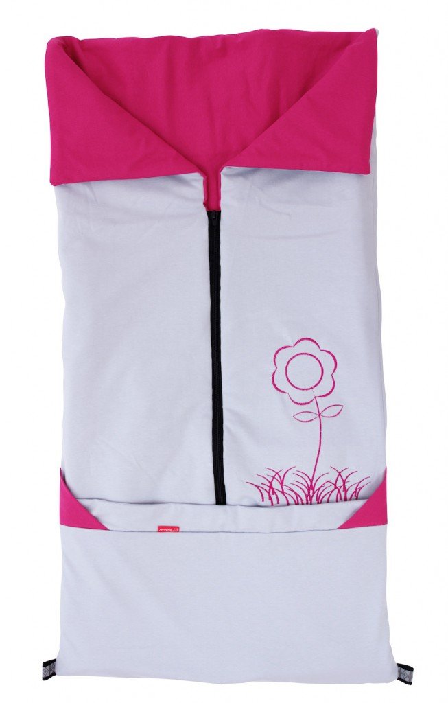 ByBoom® - Chancelière 2 en1 Été, universelle pour coques bébé, sièges auto, par ex. pour Maxi-Cosi, Römer, landaus ou poussettes, Colour:Gris/Fuchsia