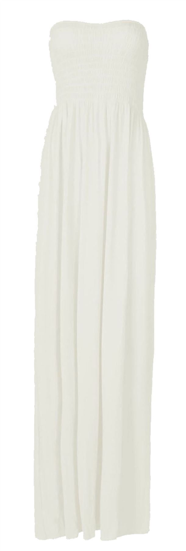 FASHION FAIRIES New Womens Sleeveless Boobtube Bandeau Maxi Ladies Sheering Long Dress Size16-22[Cream,20-22]