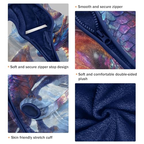 Dragon Standing in A Snowy Landscap Toddler Fleece Jacket Girl Boys Hooded Fleece Jacket Coat3