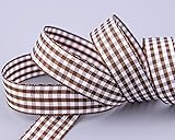  finemark 3 m x 15 mm Dekoband KARO Klassik BRAUN Schleifenband kariert Geschenkband ohne Draht zum dekorieren nähen