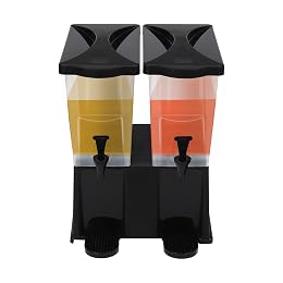 6 Gallon Iced Beverage Dispenser 22L Commercial Drink Dispenser w/ 2-Faucets, Water Drink Beverage Dispenser Containers with Lids for Lemonade, Fruit Tea, Milk, Beer, Ice Tea, Hot Tea
