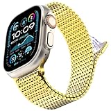 Picture of NewWays for Apple Watch Metal Bands Ultra 2 49mm 46mm Series 10 45mm 44mm, Stainless Steel Mesh Loop Magnetic Clasp iWatch Band Ultra/Ultra 2 Series10 9 8 7 6 5 4 for Men Women, Gold