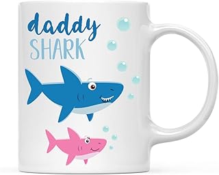Baby Shark Family Father's Day 11oz. Coffee Mug Gift, Daddy Shark, One Girl, 1-Pack, Shark Do Do Do Gift Idea Birthday Christmas Gifts for Daddy