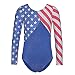 TFJH E One-Piece Girls Gymnastics Leotards Toddler Long Sleeve USA Flag Stars Red Stripe Athletic Shirt,146 Star 14A
