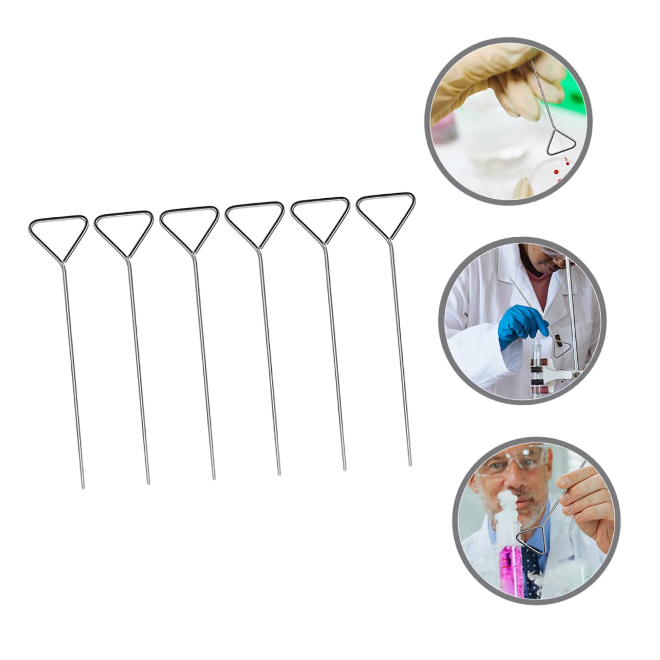 6pcs Stainless Steel Cell Spreader Set Triangular Coating Bars for Smooth Agar Application Laboratory Tools with Resistance