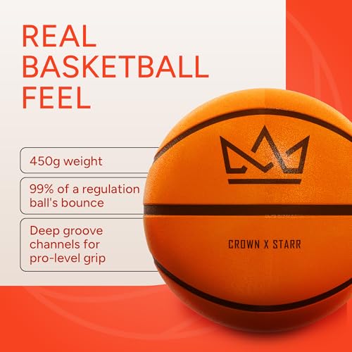 Crown x Starr Silent Basketball Size 7 (29.5”) | 450g Quiet Basketball Dribbling Indoor Soundless Ball – Deep Grooved, Realistic Bounce Feel, Never Compressed