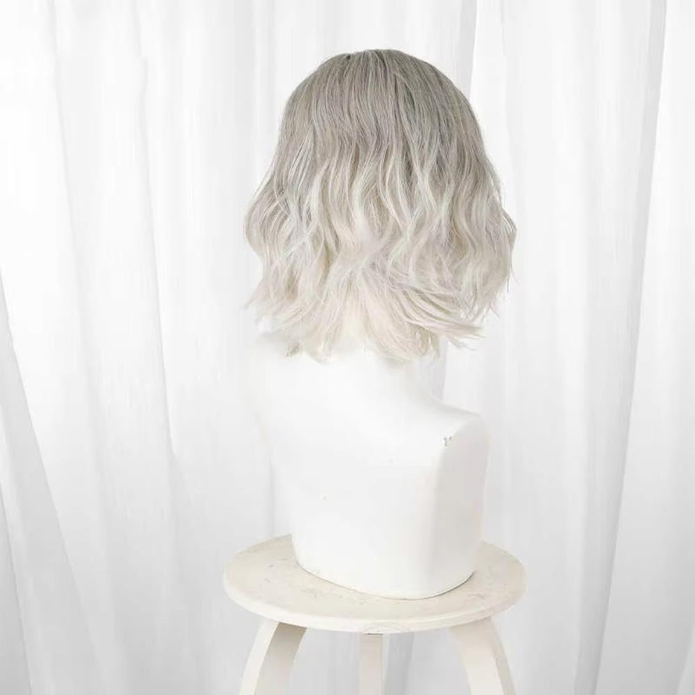 Haarpflege Frauen Platin Gradient Kurze Lockige Haare Hitzebeständige Perücke Für Cosplay