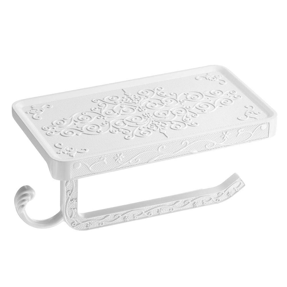 LMYSXAOZ LNNSHX Toilet Roll Holder Antique Carved Zinc Alloy Bathroom Paper Mobile Phone With Shelf Towel Rack Tissue BoxesBlack paper holder (Color : White) (White)