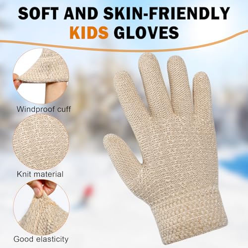Image of ONESING Kids Knit Gloves - Stretchy Gloves for Boys Girls Winter, Solid Finger Gloves for Children