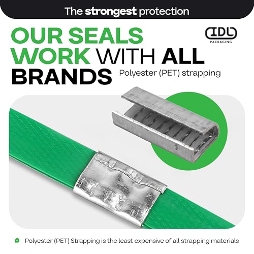 idl packaging open serrated seals of 12534 length for 1234 strap width polyester pet strapping pack of 100 - increased load securement due to serrated design of strapping clips