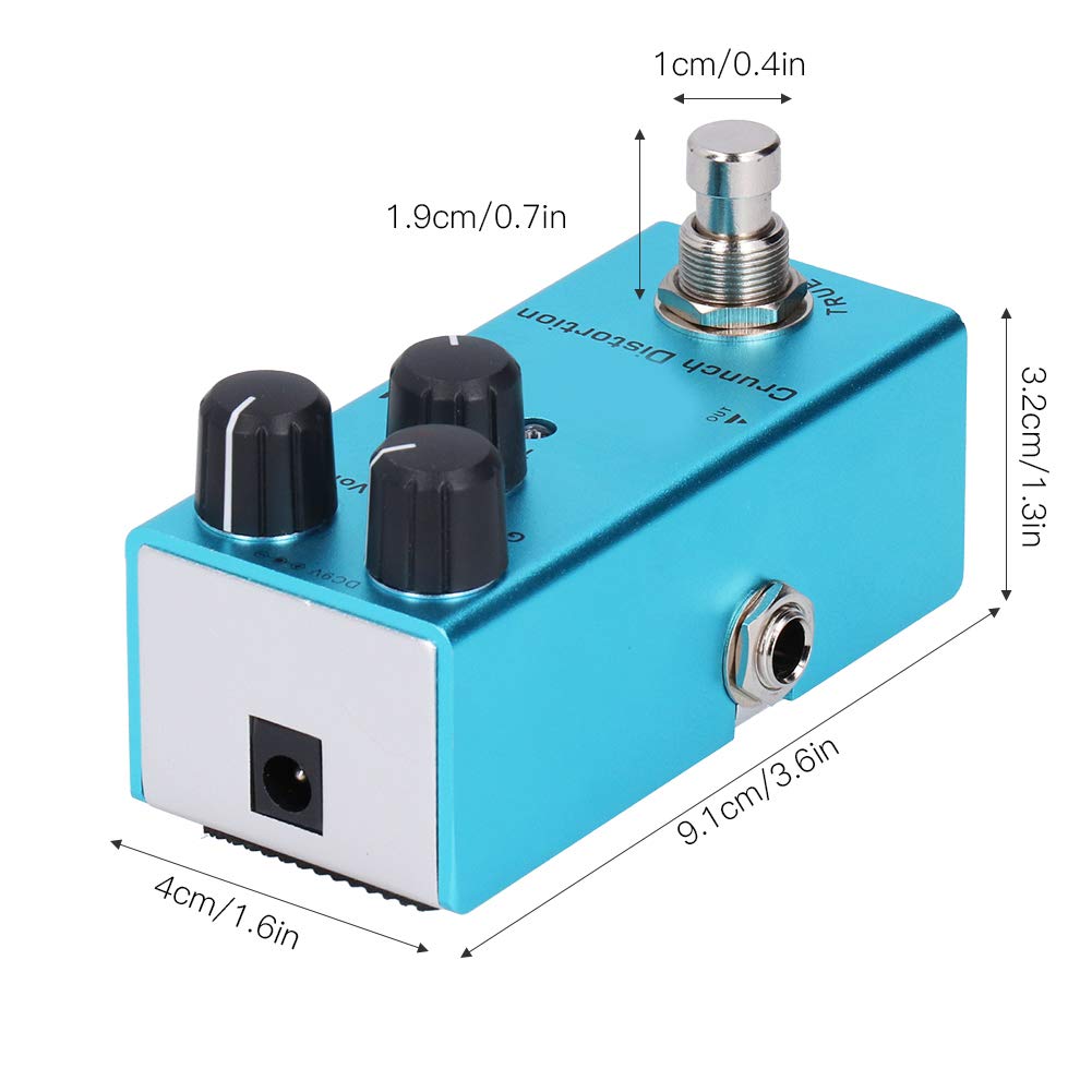 Alomejor E-Gitarren-Effektpedal, Crunch Distortion mit True Bypass, Einstellbarer Tonlautstärke für Klassischen Rock-Sound
