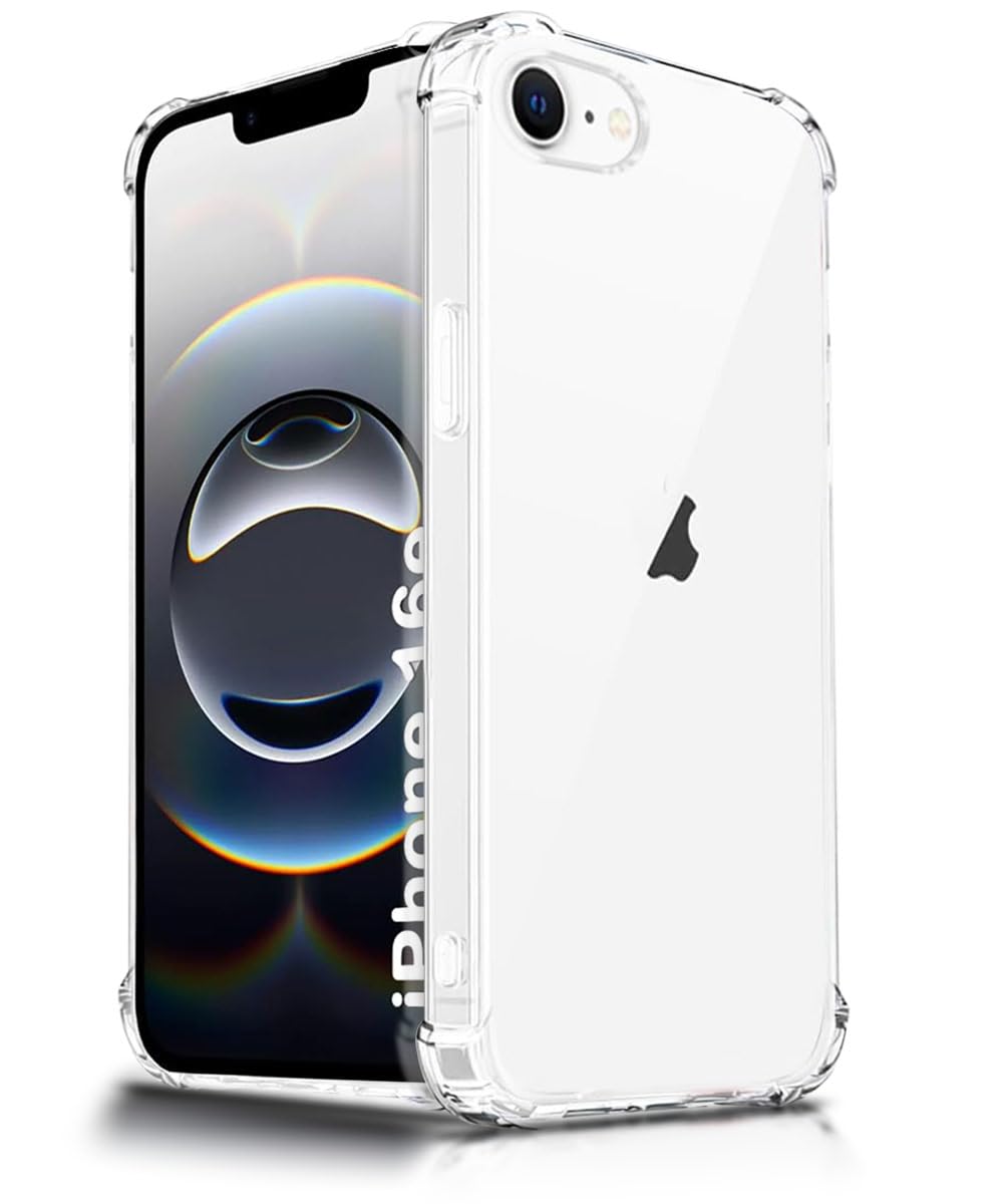 WOW IMAGINE Clear Back Cover Case for iPhone 16e | Shockproof Soft TPU Case | Cushioned Edges for Ultimate Protection Back Cover Case – Transparent