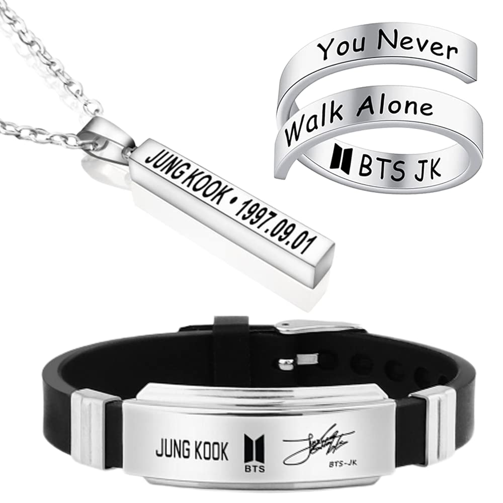 University Trendz Tri Combo of Jungkook Bracelet, Adjustable Ring & Pendant (Pack of 3) (B0BXF6JT8L) Amazon Price History, Amazon Price Tracker