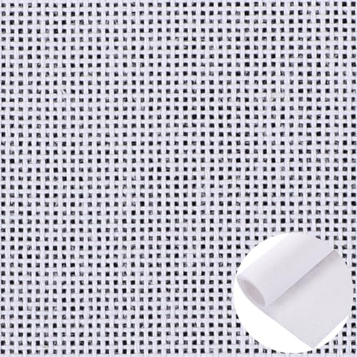 Knitgrip 2 Pack 20 x 18 Inches Needlepoint Canvas 18 Mesh Blank White Canvas Pure Cotton Needlepoint Mesh Twist Interlock for Embroidery DIY Knit Crochet Projects Make Dividers
