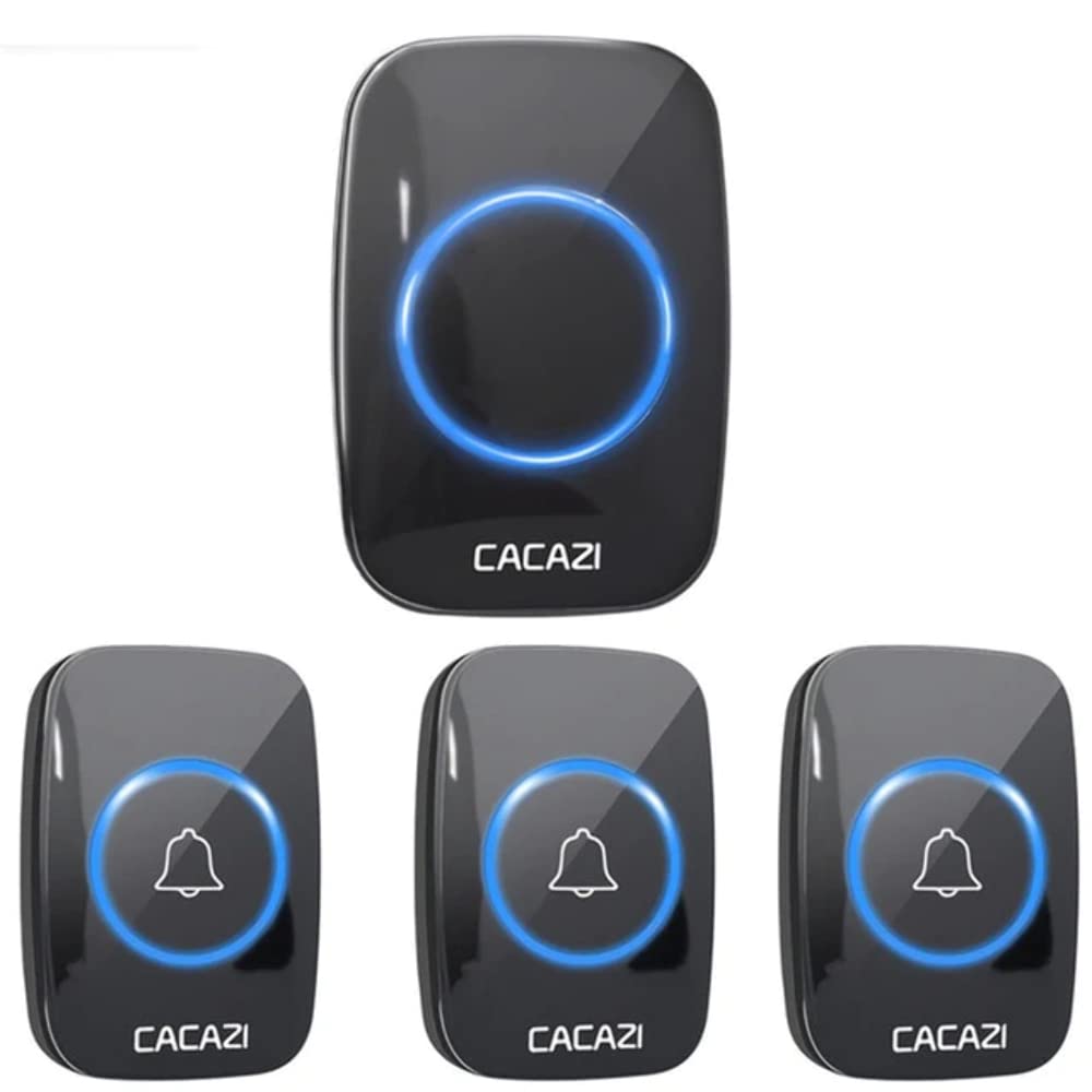 CACAZI 60 Chime 110DB Wireless Waterproof Doorbell with Remote