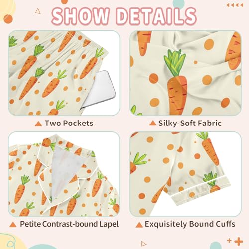 Cute Carrot Polka Dots Pajamas Set Summer Button Down Sleepwear Pjs Sets Comfy Loungewear3