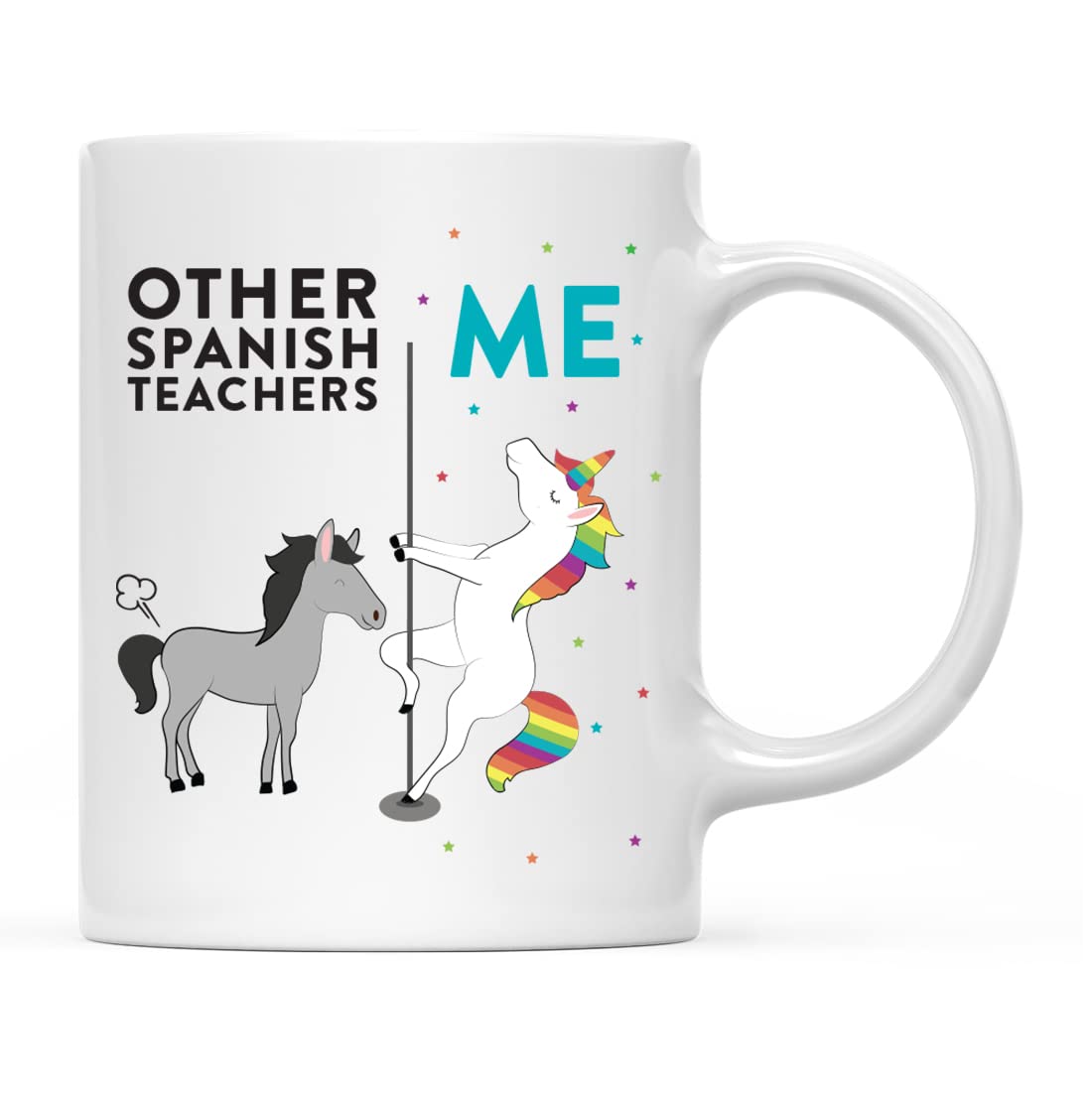 INKOLOGIE Funny Quirky 11oz. Ceramic Coffee Tea Mug Thank You Gift, Other Spanish Teachers Me, Horse Unicorn, 1-Pack, Birthday Christmas Gift Ideas Coworker Him Her, Gift Box