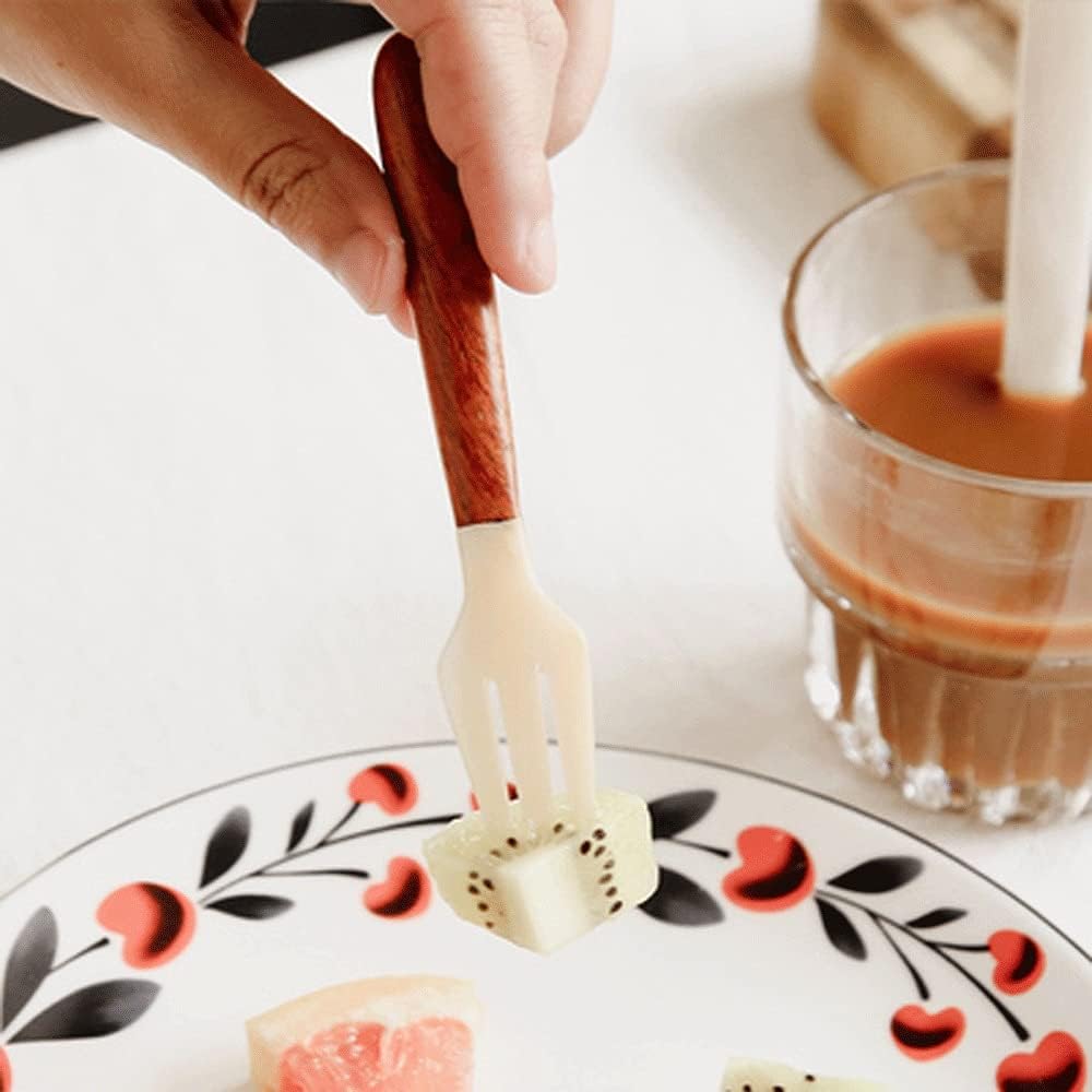 Dinner Forks Brown Wooden Handle Shell Fork, Cute, Practical And Convenient for Home Use 12cm*2cm