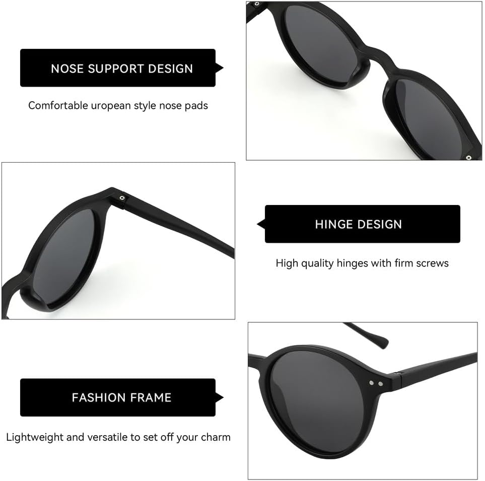 MUTYNE Retro Sunglasses for Men Women Vintage Round Frame UV400