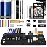 Shuttle Art スケッチ鉛筆 デッサンツール 子供や大人も適用な絵具 52パック ポップアップ式 ポータブル 収納ケース付き 素描初心者 アーティスト 美術 アート専門 製図 クラフト