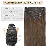 Clip in Hair Extensions Real Human Hair, Invisible Chocolate Brown Hair Extensions Clip ins for Short or Thin Hiar, Natural Remy Clip on Straight Hair Extensions 16inch 115g 7pcs - Image 4