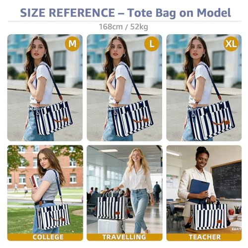 Image of BECOJADDE Structured Canvas Tote Bag for Women, Multi-Compartment Zippered Purse for Work Bible Travel