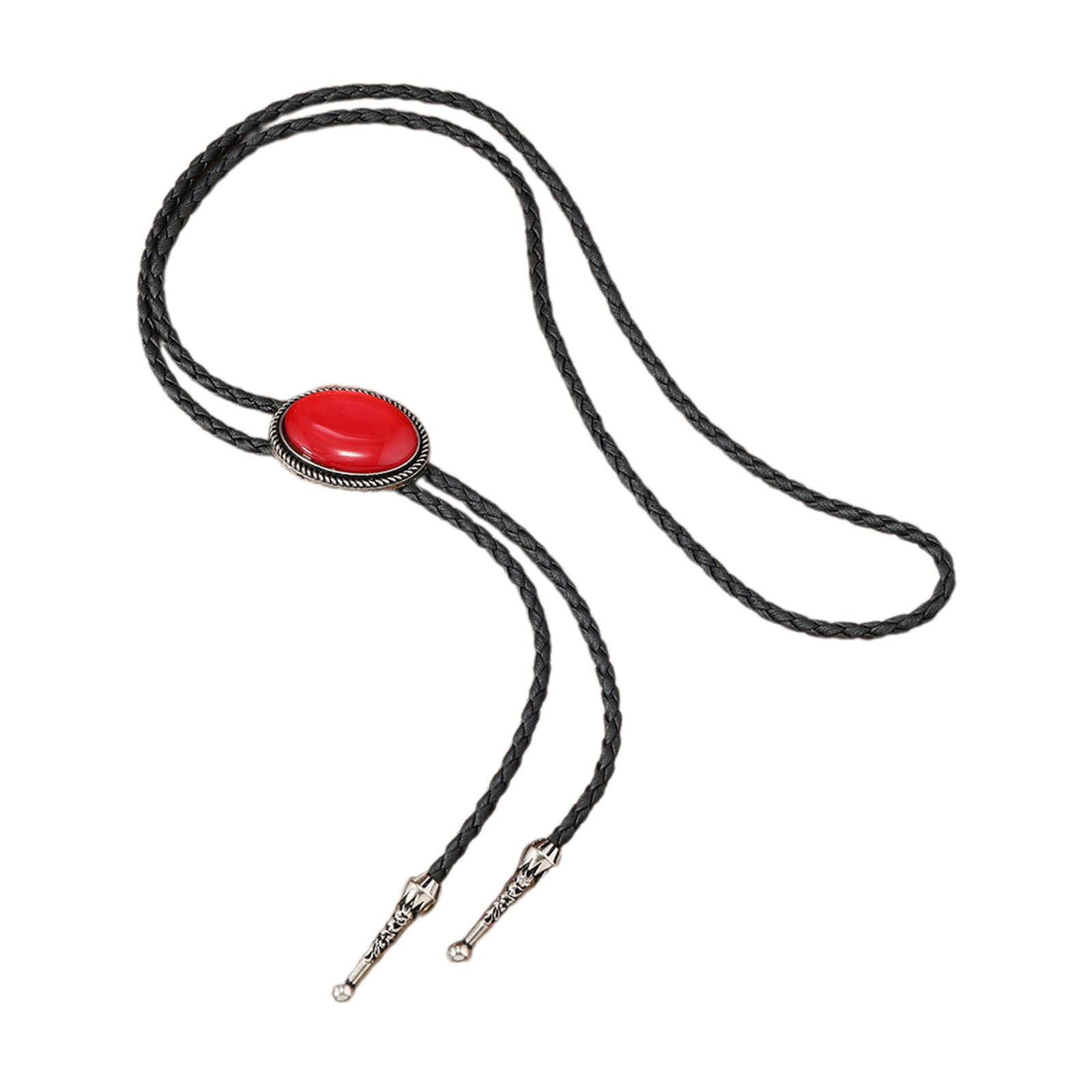 Luofeng Unisex Red Bolo Tie,Western Cowboy Bolo Tie Gemstones Necktie Necklace Costume For Sweater American Bolo Tie Western Jewelry