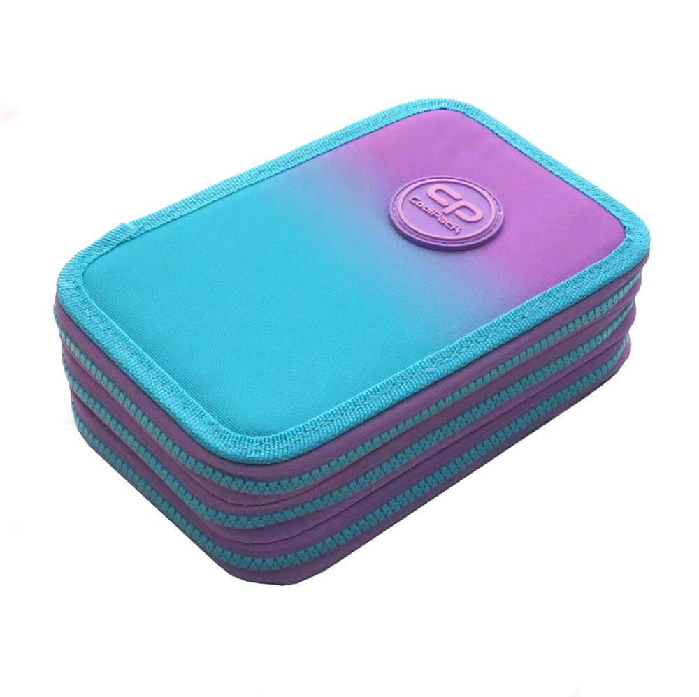 CoolPack Estuche XXL Para Lápices Escolares De 3 Compartimentos, Estuche Triple Para Niños Let's Goal Football Pencil Case 44-Piece Filled Student Case 3-Tier, Gris