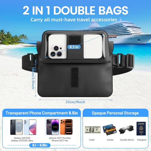 Niveaya 2 Pack Bolsa seca impermeable para mujeres y hombres, bolsa impermeable IPX8 para playa, kayak, natación, doble espacio con pantalla táctil para fotografía, accesorios para viajes en barco miniatura 5