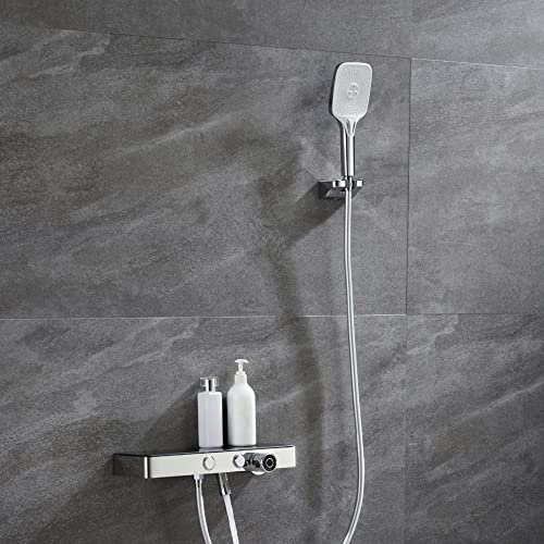 Tuyau de douche chrome pour robinet de bain mural avec support de rangement