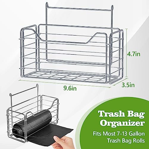 LIONONLY Pull Out Trash Can Rack Under Cabinet, Under Sink Trash Can for 7-11 Gallon Trash Bin, Under Cabinet Trash Garbage Pull Out Kit w/Garbage Bag Holder(Not Include Can)