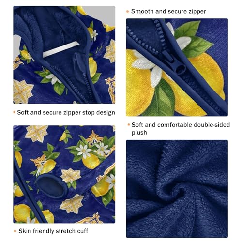 CHIFIGNO Yellow Lemons Dark Blue Toddler Hooded Jacket Lightweight Thick Sweatshirt Jacket 3T3