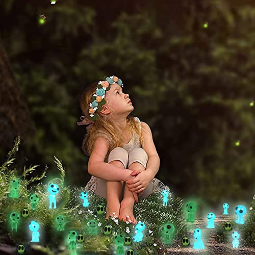 40 Piezas Princesa Mononok Figura Princesa Mononoke Kodama Luminoso áRbol Elfos Resina Miniatura...