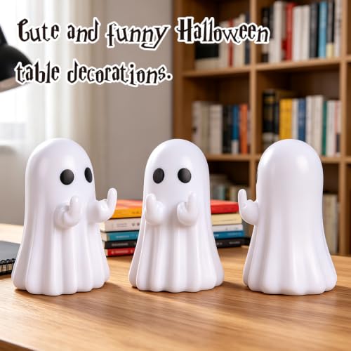Frekkoy 2pcs Halloween Ghost Figurines, Cute Ghost Halloween Decorations for Tabletop Shelf Mantel Desk, Spooky Fun Holiday Decoration for Home Office Indoor Party - image 7