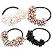 Produktbild 4 Stücke Perlen Perle Gummiband Elegante Faux Perle Haar Seil Elastische Krawatte Pferdeschwanz Halter Haarschmuck für Mädchen Frauen damen (Black & White & Champagner & Hellbraun) Curlies