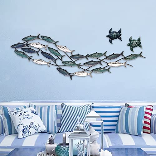 Lhzzwtf Coastal Metal Fish Wall Decor,Modern Marine Metal Wall Art Sculpture Decor Is Perfect For A Coastal/Nautical/Beach Or Ocean Themed Holiday Home/Bedroom/Living Room. ( Send Two Metal Turtles) thumb #8