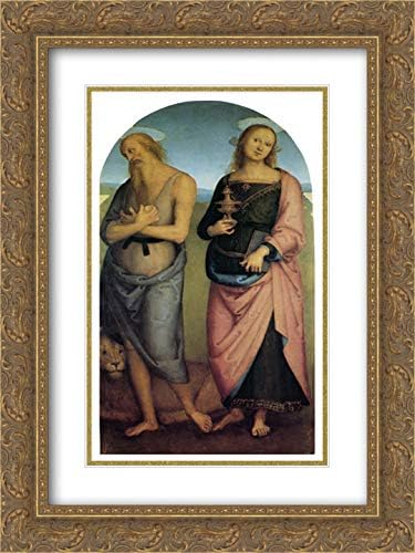 Pala Di Sant Agostino (San Jerónimo y Santa María Magdalena) 18 x 24 pulgadas, marco adornado dorado y impresión artística de museo doble mate por