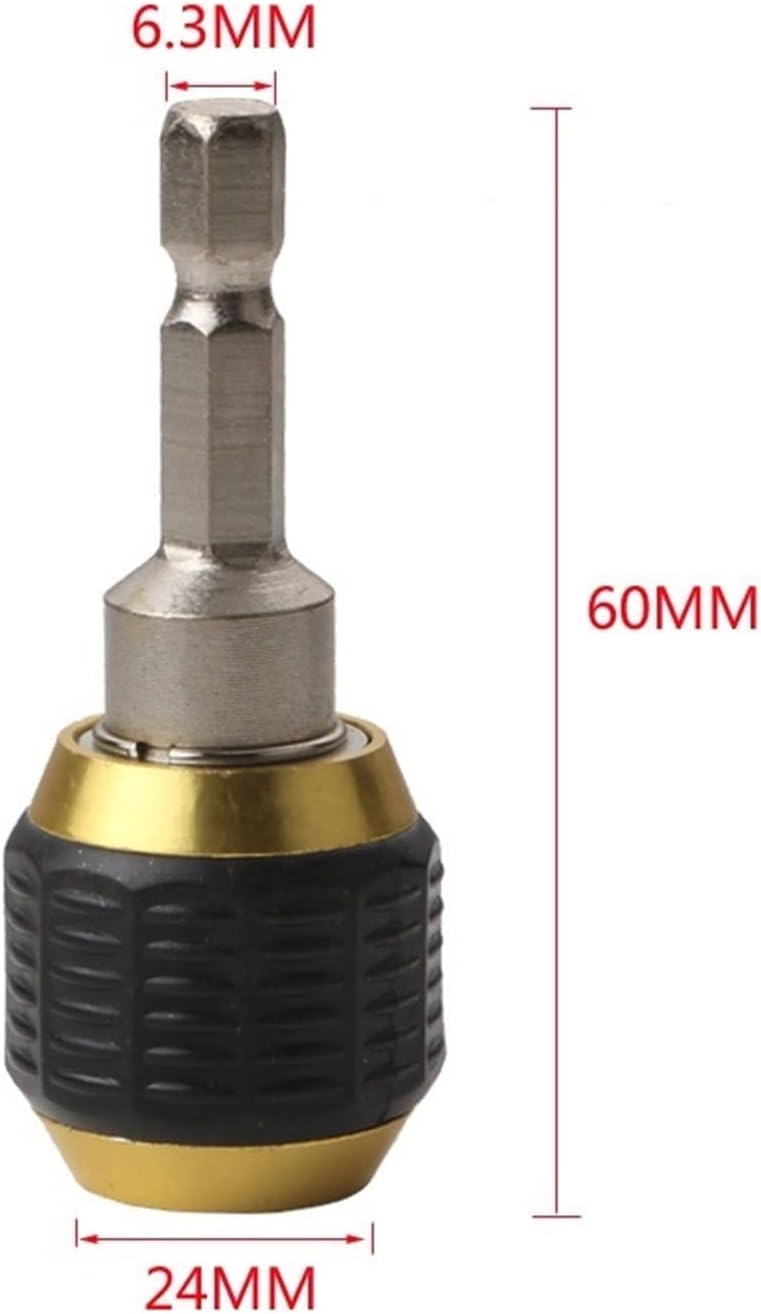 2pcs 50/60mm Drill Chuck Screwdriver Impact Driver Adapter Quick Change Keyless Drill Bit Chuck Hex Shank Adapter Converter Tool Chuck(60mm)