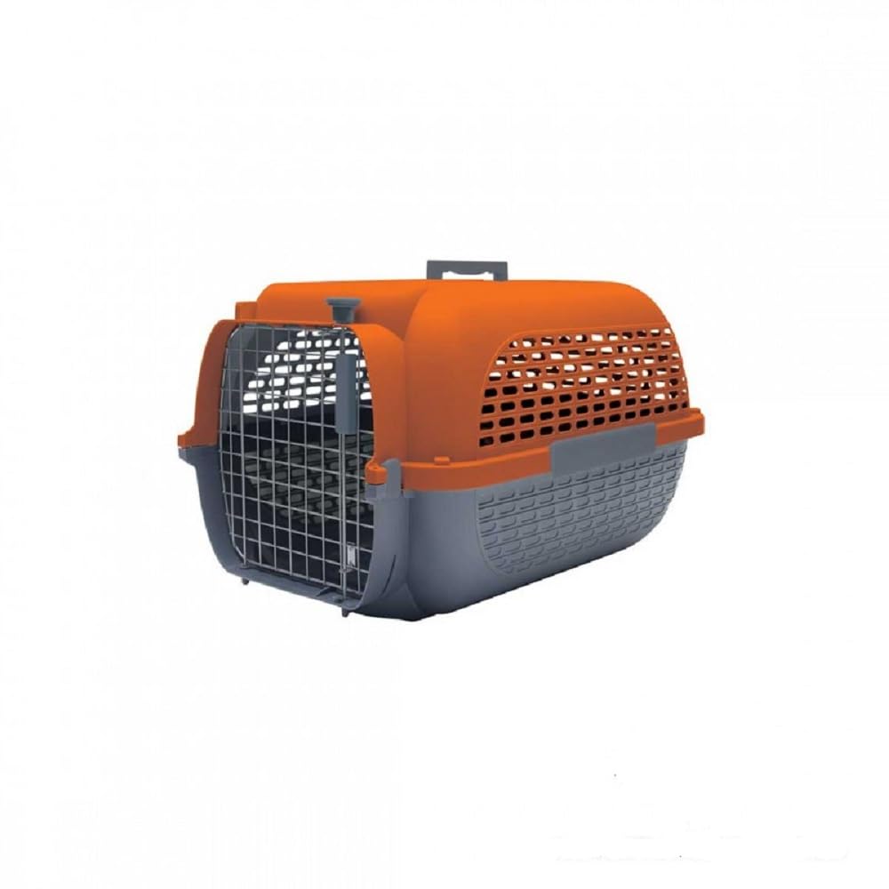 dogit Catit Voyaguer Transportbox für Haustiere, Größe M, 56 x 37 x 30 cm, Grau/Orange