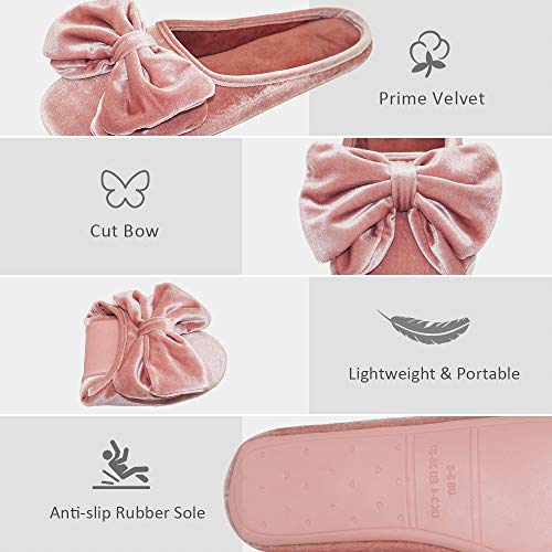 BCTEX COLL Women's Fancy House Slippers with Bow, Ladies Sexy Velvet Ballerina Slipper4