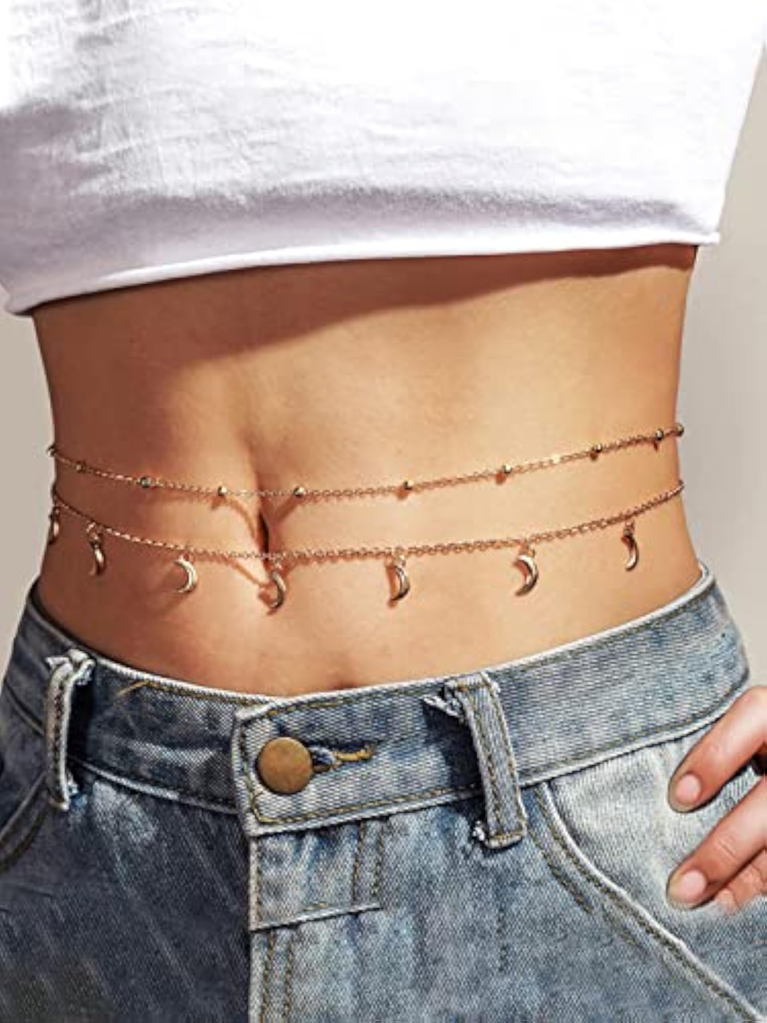 Multilayered Moon Charm Belly Chain Waist Chain
