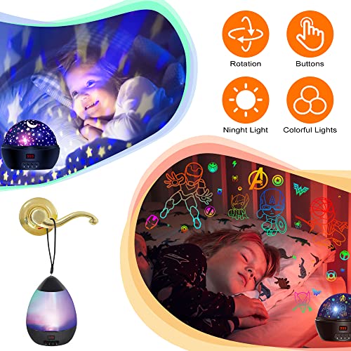 Kid Light Projector Superhero Toys For Boys 5-7 Avengers Night Light Projector With Timer For Kids Room, 360 Degree Rotation Toddler Nightlights With Spiderman Figurine Lamps And Star Projection Lamp #TOP2