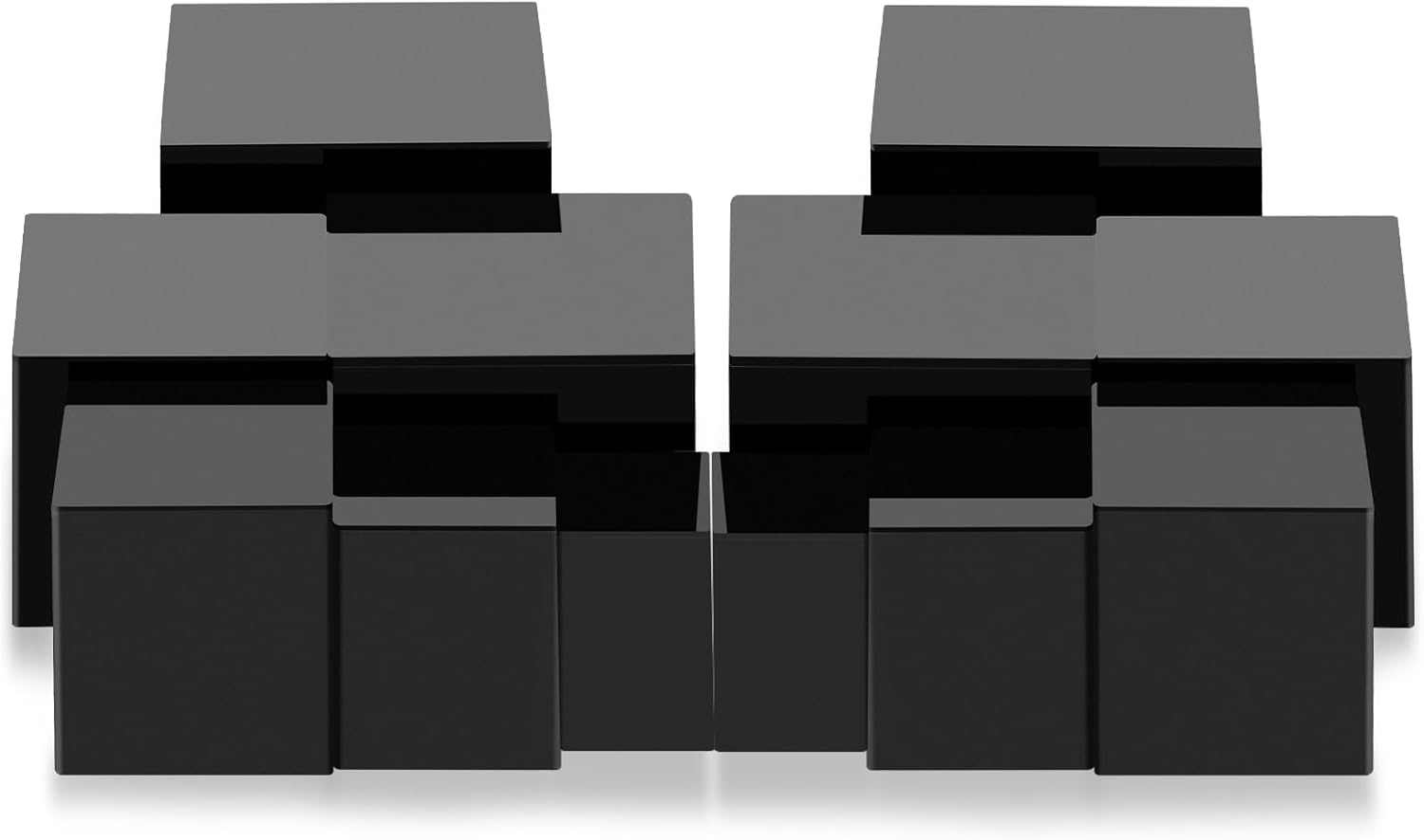 Thyle 12 Pcs Jewelry Acrylic Risers Square Cube Display Nesting Risers Figure Stand with Hollow Bottoms Display Stand Shelf for Cosmetics Food Candy Collectibles Perfume, 6 Sizes