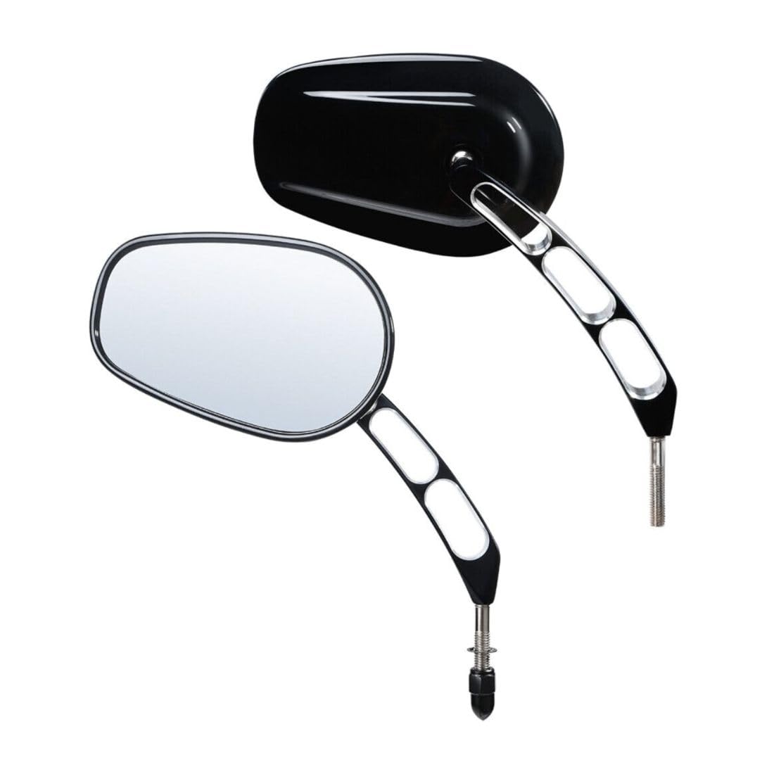 DinDoong Oval Rear Mirrors for for for for Bones for CVO for CVO Road for CVO Tri for Deluxe for Disc for Dyna for Dyna Us -(Black)