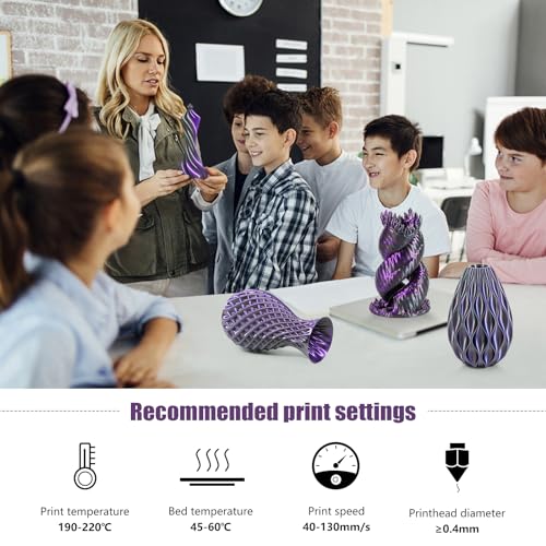 Image of iSANMATE 3D Printer Filament, PLA Filament 1.75mm Dual Color Filament, Shiny Silk PLA Coextruded Filament, 3D Printing Filament Magic PLA, 1 kg /Spool (Black+Purple)